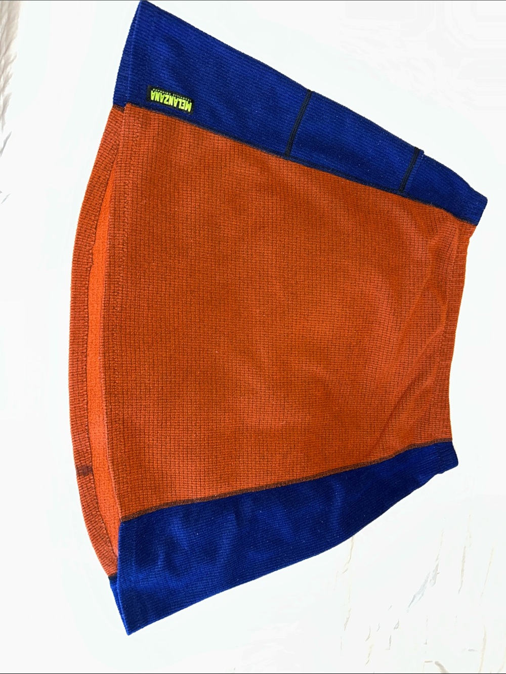 Melanzana | A-Line Grid Fleece Skirt Polyester Blue Orange | L
